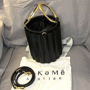 Alkeme Atelier, Water Metal Handle Bucket, Black, Vegan Leather, NWOT